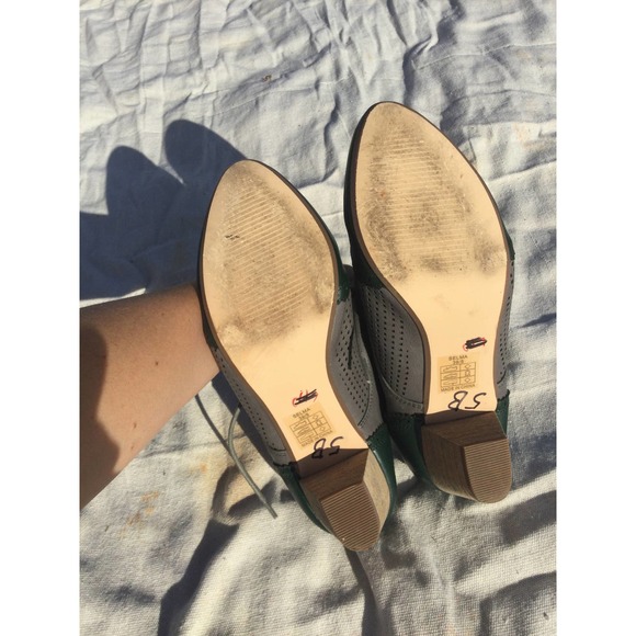 Dolce Nome 8 39 Oxford heels 20s academia gray green leather cottage selma - Picture 7 of 10